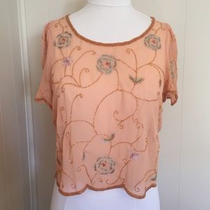 Chiffon embroidered and beaded topper